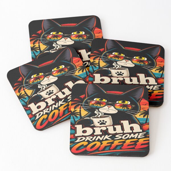 Item preview, Bruh Drink Some Coffee Summer Cat Sunset Art designed and sold by DailySparks.