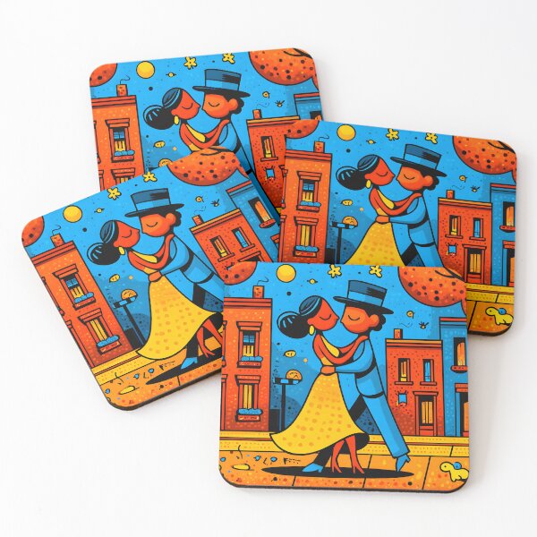Item preview, Colorful Couple Dancing Under the City Lights designed and sold by Artessie.