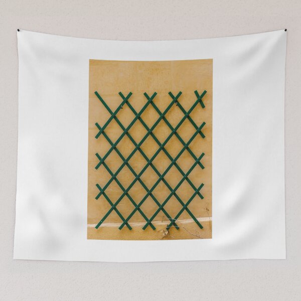 Item preview, Green Wooden Trellis Lattice Mounted On Textured Yellow Wall For Garden Design designed and sold by Nmallia.
