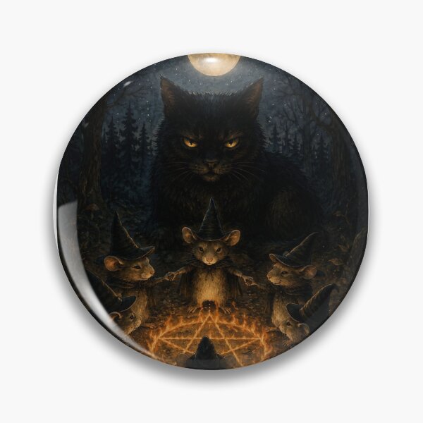Item preview, Mice Witches Worshipping Black Cat - Funny Halloween Witch Ritual designed and sold by Neurospicy Trolls.