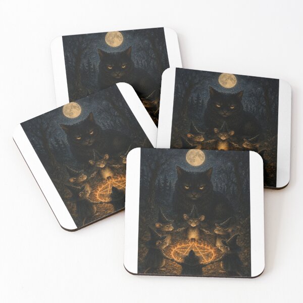 Item preview, Mice Witches Worshipping Black Cat - Funny Halloween Witch Ritual designed and sold by Neurospicy Trolls.