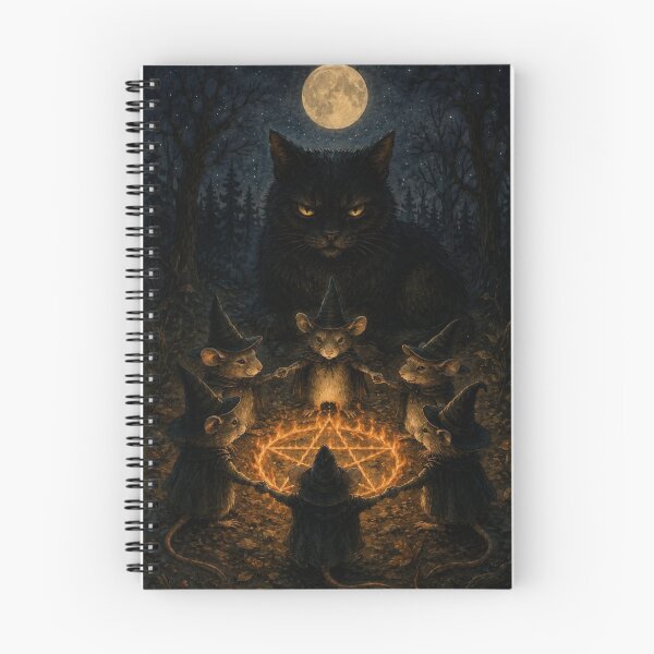 Item preview, Mice Witches Worshipping Black Cat - Funny Halloween Witch Ritual designed and sold by Neurospicy Trolls.