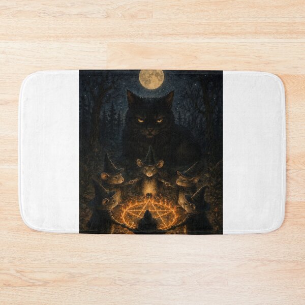 Item preview, Mice Witches Worshipping Black Cat - Funny Halloween Witch Ritual designed and sold by Neurospicy Trolls.