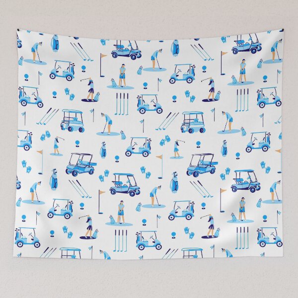 Item preview, Golf Day - monochrome blue designed and sold by Fabricatemyart.