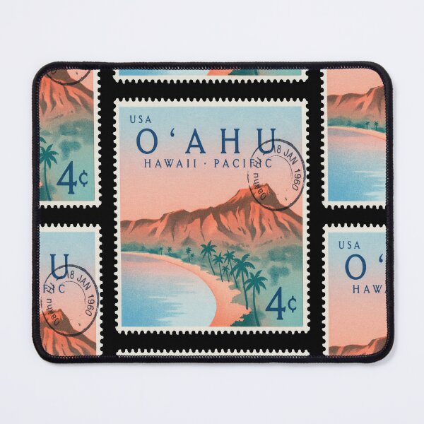 Item preview, Oahu Hawaii Diamond Head Waikiki Crescent Stamp Sticker designed and sold by stickercuffs.
