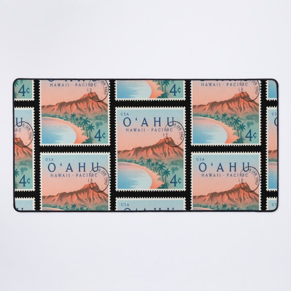 Item preview, Oahu Hawaii Diamond Head Waikiki Crescent Stamp Sticker designed and sold by stickercuffs.