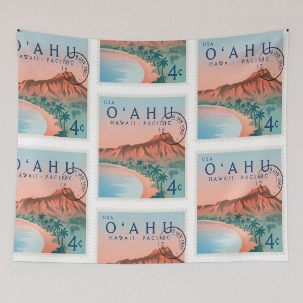 Item preview, Oahu Hawaii Diamond Head Waikiki Crescent Stamp Sticker designed and sold by stickercuffs.