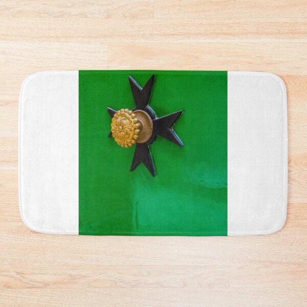 Item preview, Ornate Brass Door Knob on Glossy Green Door with Star-Shaped Backplate, Close-Up Detail designed and sold by Nmallia.