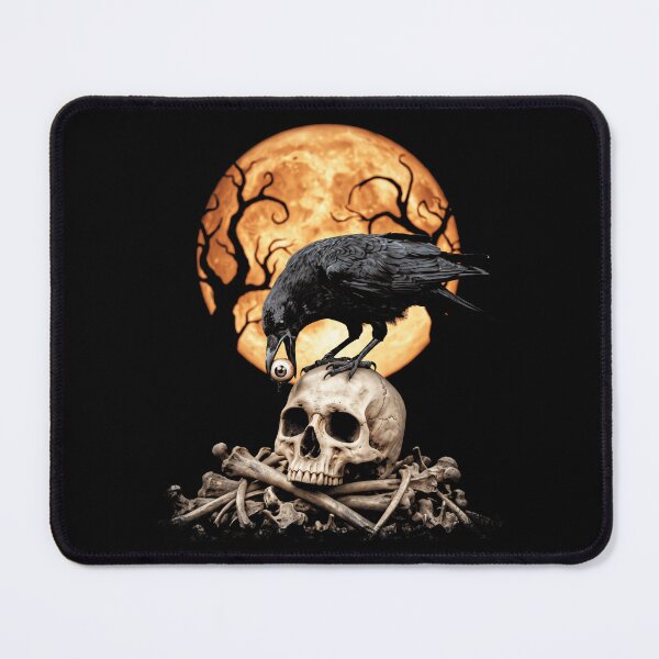 Item preview, Spooky Halloween Crow On Skull With Orange Moon designed and sold by AmazingPics001.