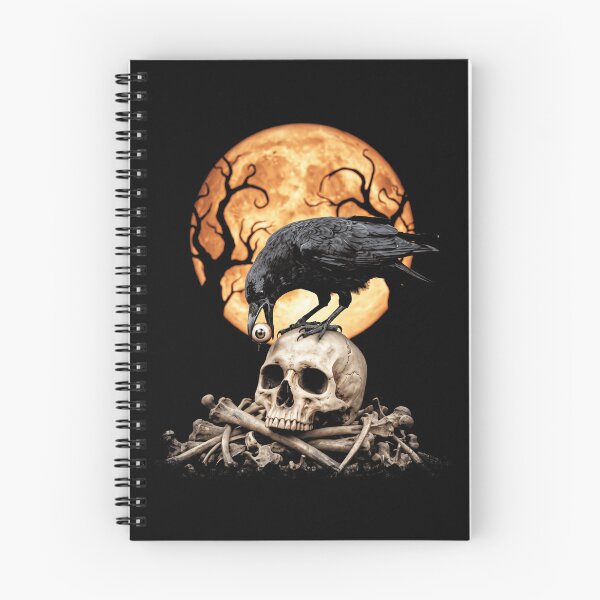 Item preview, Spooky Halloween Crow On Skull With Orange Moon designed and sold by AmazingPics001.