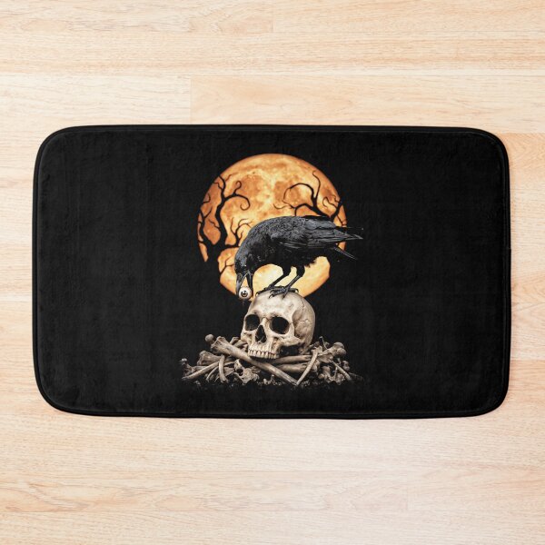Item preview, Spooky Halloween Crow On Skull With Orange Moon designed and sold by AmazingPics001.