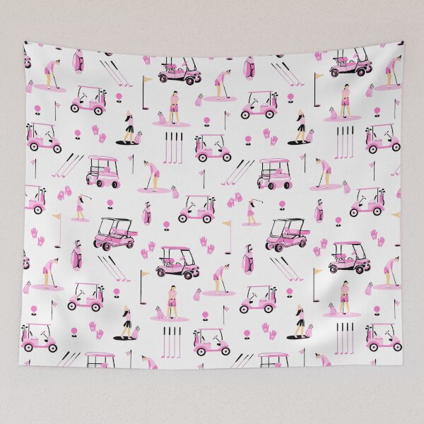 Item preview, Golf Day - pink and black designed and sold by Fabricatemyart.