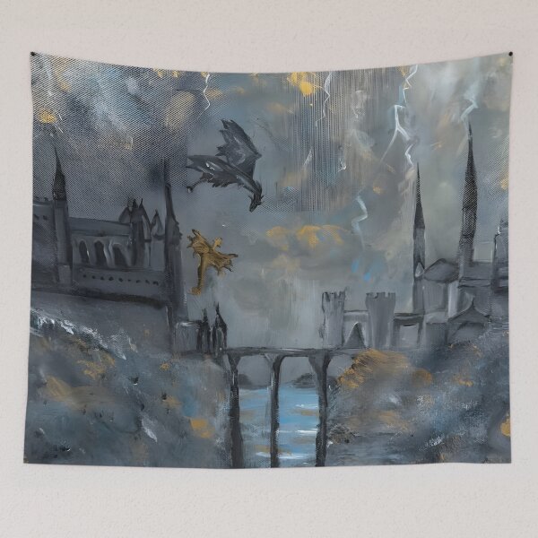 Item preview, Dragons and Castle Art Print | Oil Painting designed and sold by ItsKatzie.