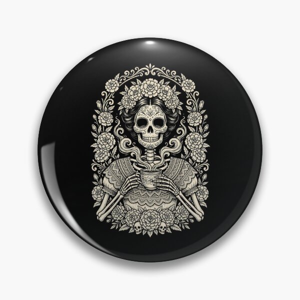 Item preview, Sugar Skull Coffee Gothic Floral Skeleton Graphic designed and sold by AmazingPics001.