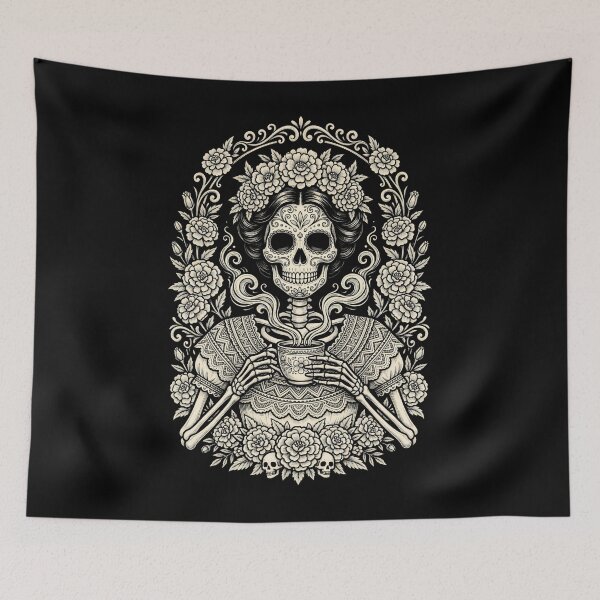 Item preview, Sugar Skull Coffee Gothic Floral Skeleton Graphic designed and sold by AmazingPics001.