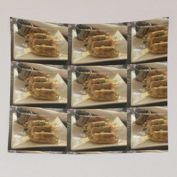 Item preview, Crispy Pan-Fried Dumplings with Dipping Sauce Art Print designed and sold by KaleChub.