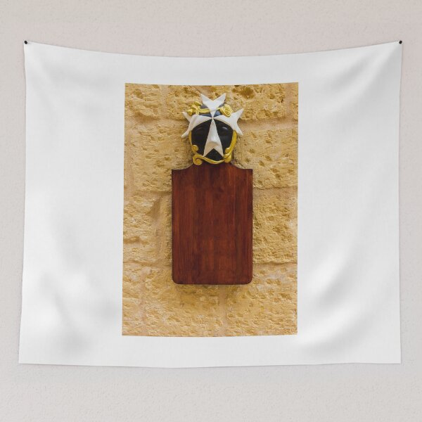 Item preview, Decorative Star Mask Above Wooden Signboard On Textured Stone Wall For Menu Or Message designed and sold by Nmallia.