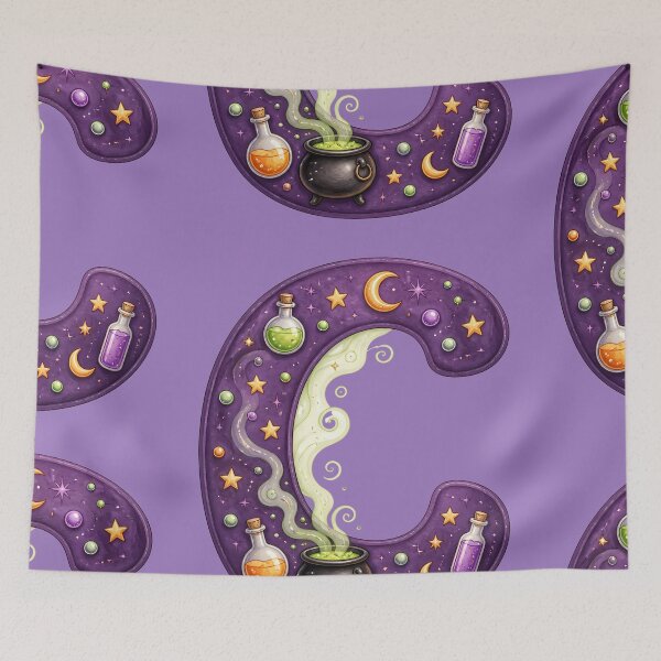 Item preview, Halloween Letter C Monogram – Spooky Cauldron Alphabet Initial Design designed and sold by VectorJoy.