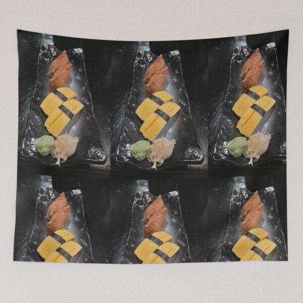 Item preview, Tamago Nigiri and Inari Sushi Platter Art Print designed and sold by KaleChub.
