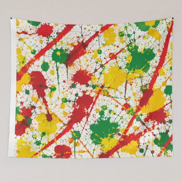 Item preview, Red Yellow and Green Paint Splatter Action Art designed and sold by THE SPLATTERED HAUS BY SAGE BANKS.