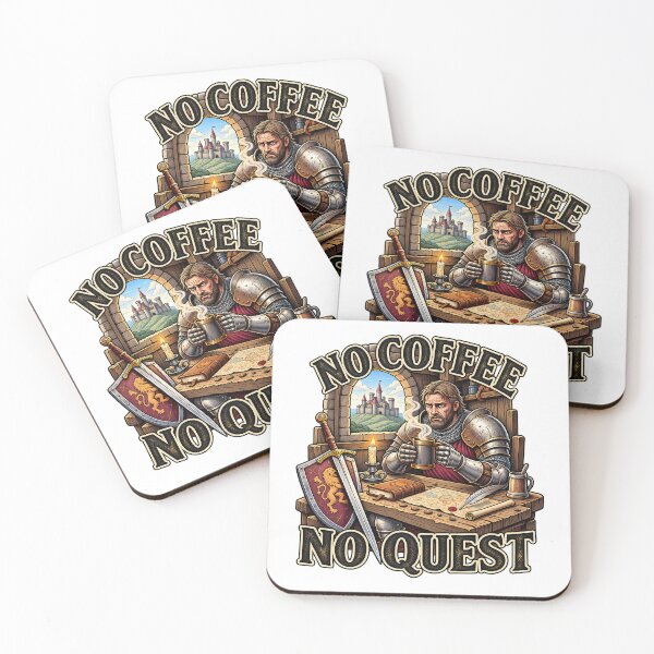 Item preview, No Coffee No Quest – Medieval Knight Fantasy Coffee Design designed and sold by ARTwy.