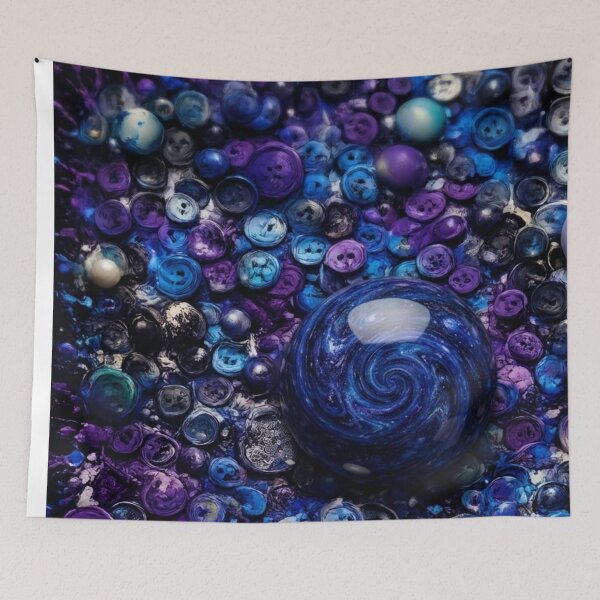 Item preview, Cosmic Blue Marble and Button Mixed Media Art designed and sold by THE SPLATTERED HAUS BY SAGE BANKS.