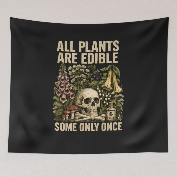 Item preview, Funny Botanical Skull Shirt, All Plants Are Edible Tee, Dark Cottagecore Witchy Apparel, Gothic Poison Garden Gift designed and sold by greatmar1.