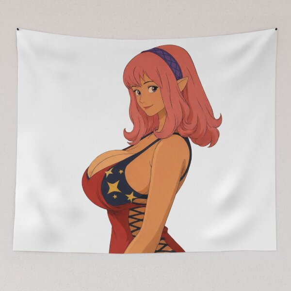 Item preview, Pink Haired Elf Pin-Up – Classic Cartoon Fantasy designed and sold by  Hollow Moon Studios..