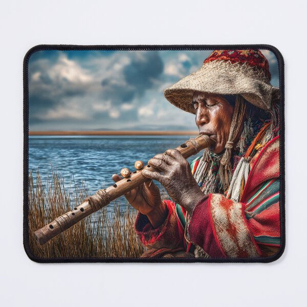 Item preview, Indigenous Musician Playing Traditional Flute designed and sold by Artessie.