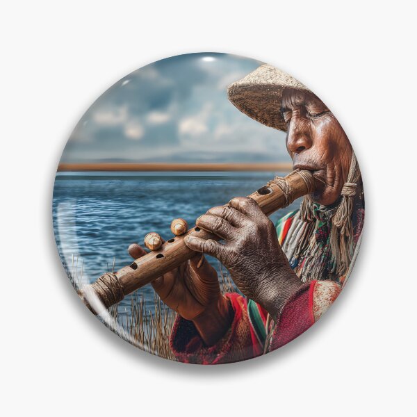 Item preview, Indigenous Musician Playing Traditional Flute designed and sold by Artessie.