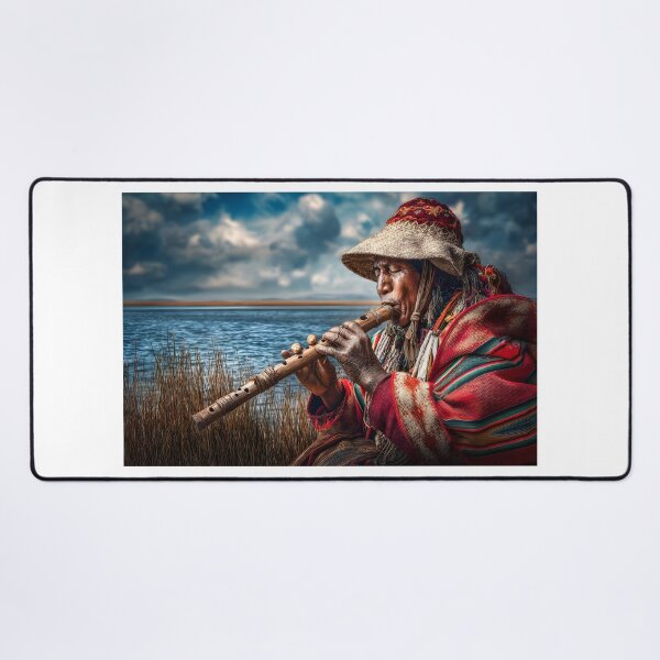 Item preview, Indigenous Musician Playing Traditional Flute designed and sold by Artessie.