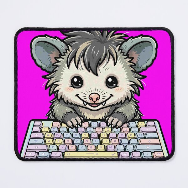 Item preview, Opossum Mechanical Keyboard Gremlin - Pastel RGB Clacky Keys designed and sold by Petringo.