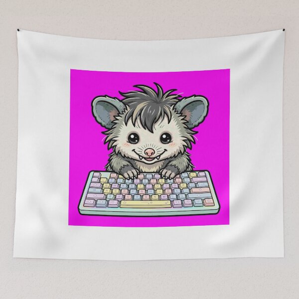Item preview, Opossum Mechanical Keyboard Gremlin - Pastel RGB Clacky Keys designed and sold by Petringo.