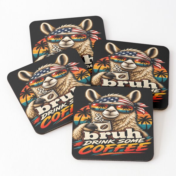 Item preview, Bruh Drink Coffee Summer Llama American Flag Art designed and sold by DailySparks.