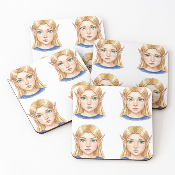 Item preview, Blonde Elf Girl with Green Eyes Illustration designed and sold by KaleChub.