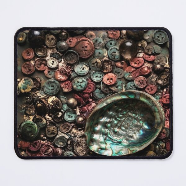 Item preview, Abalone Shell and Button Mosaic Mixed Media Art designed and sold by THE SPLATTERED HAUS BY SAGE BANKS.