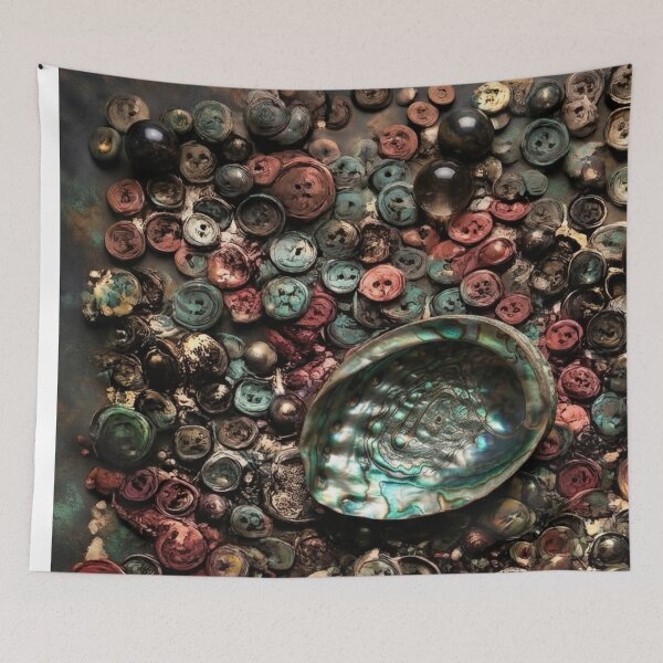 Item preview, Abalone Shell and Button Mosaic Mixed Media Art designed and sold by THE SPLATTERED HAUS BY SAGE BANKS.