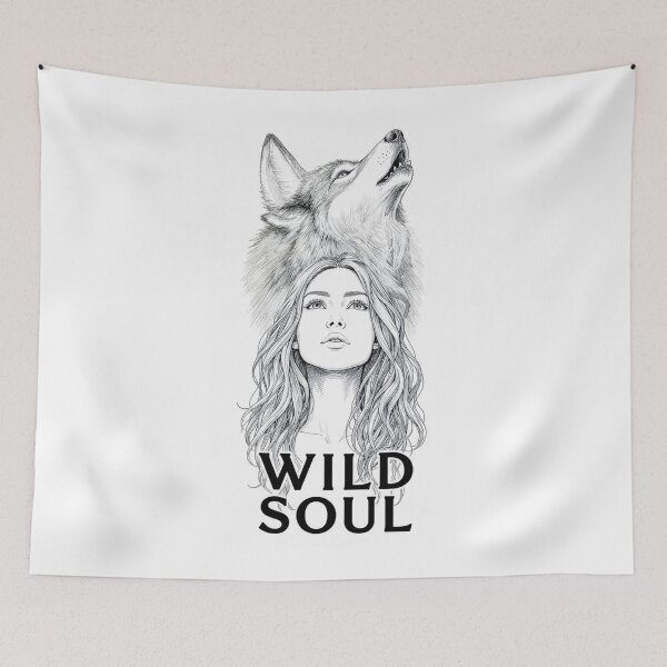 Item preview, Wild Soul | Wolf Woman | Howling Spirit Animal T-Shirt Design` designed and sold by Aliplus+.