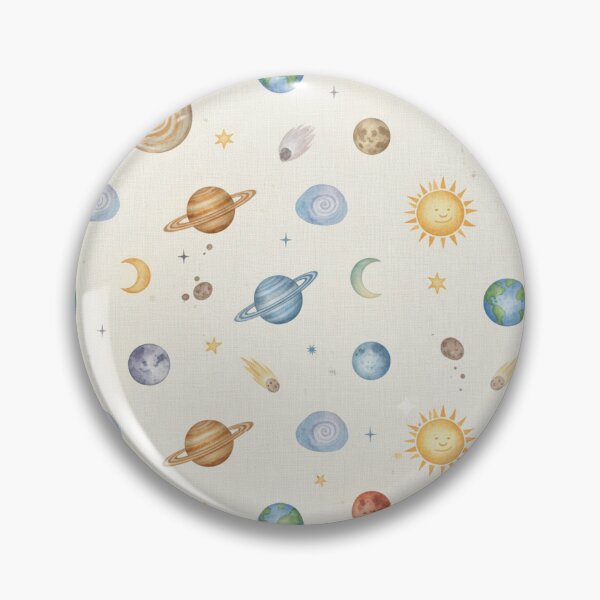Item preview, Watercolor Outer Space Planet Pattern Cute Solar System Nursery Art designed and sold by QCena.