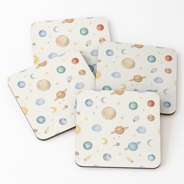 Item preview, Watercolor Outer Space Planet Pattern Cute Solar System Nursery Art designed and sold by QCena.