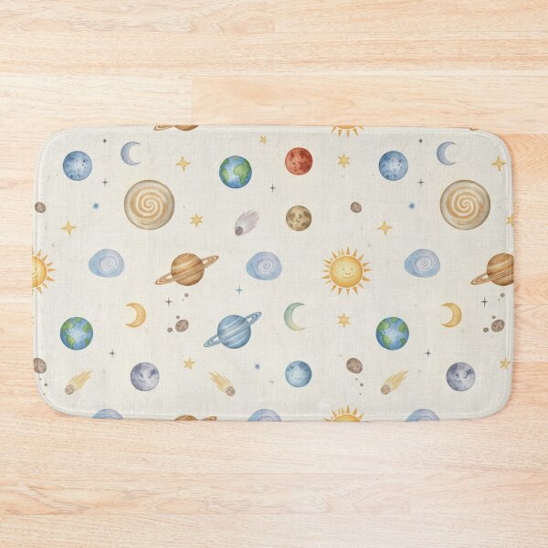 Item preview, Watercolor Outer Space Planet Pattern Cute Solar System Nursery Art designed and sold by QCena.