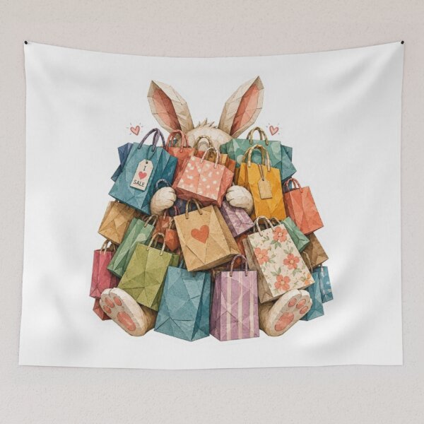 Item preview, Origami Bunny Overwhelmed With Shopping Bags designed and sold by Snurly.