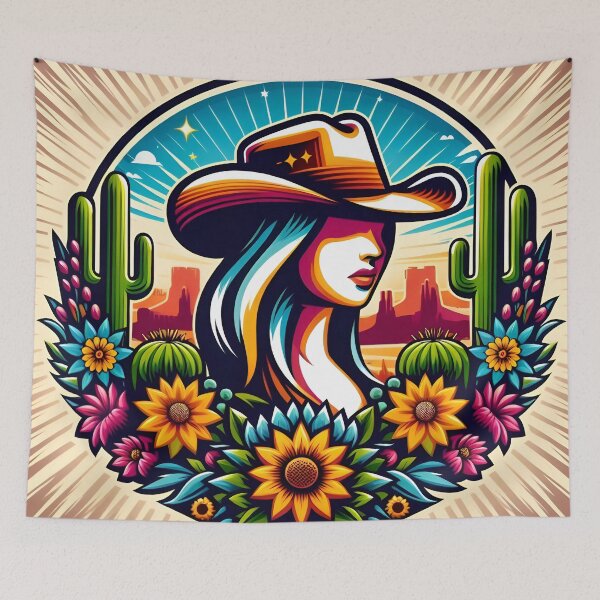 Item preview, Cowgirl, Sunflowers and Cacti designed and sold by TinCatOutPost.