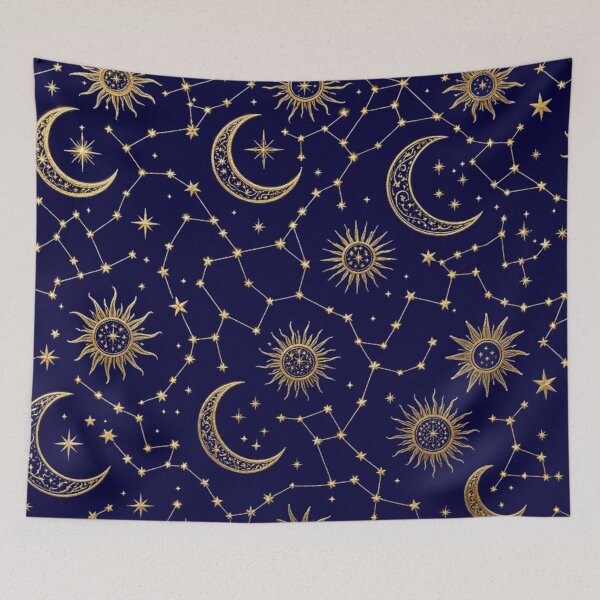 Item preview, Celestial Gold Sun Moon & Stars Seamless Pattern designed and sold by Dabis26.