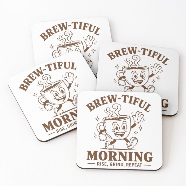 Item preview, Brewtiful Morning Rise Grind Repeat Retro Coffee designed and sold by ElcastDesigns.