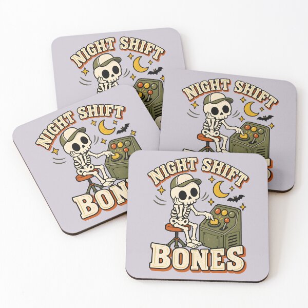 Item preview, Night Shift Bones Retro Skeleton Work Humor designed and sold by  MAD's Recreation Studio.