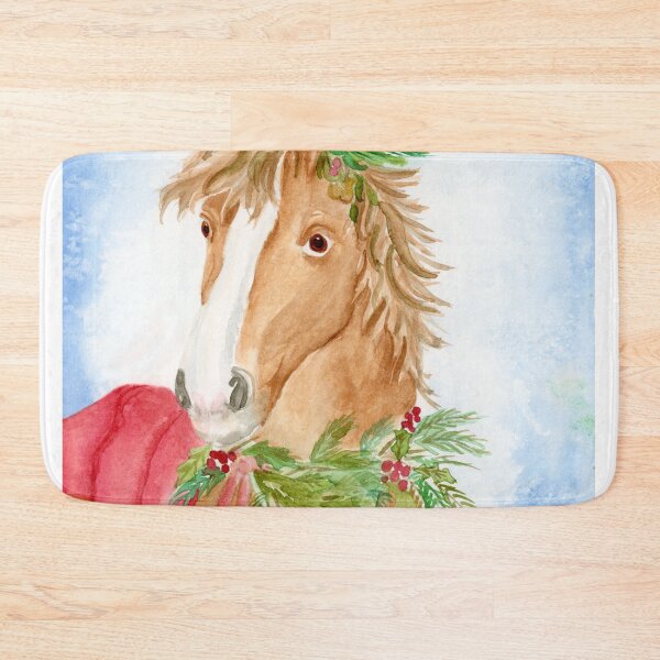 Item preview, Christmas Horse with Holiday Greenery Hand Painted Watercolor designed and sold by daphsam.