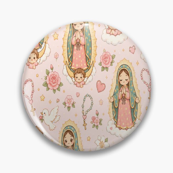 Item preview, Our Lady of Guadalupe Kawaii Pastel Catholic Floral Pattern designed and sold by Moonlight Studio.