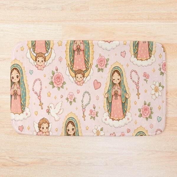 Item preview, Our Lady of Guadalupe Kawaii Pastel Catholic Floral Pattern designed and sold by Moonlight Studio.