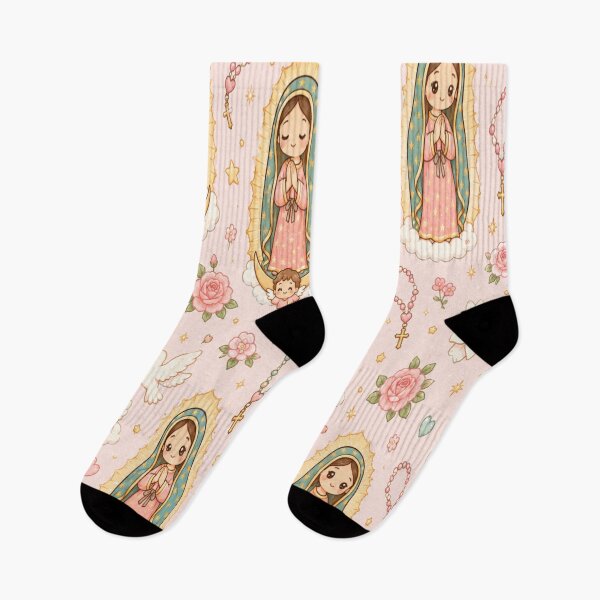 Item preview, Our Lady of Guadalupe Kawaii Pastel Catholic Floral Pattern designed and sold by Moonlight Studio.